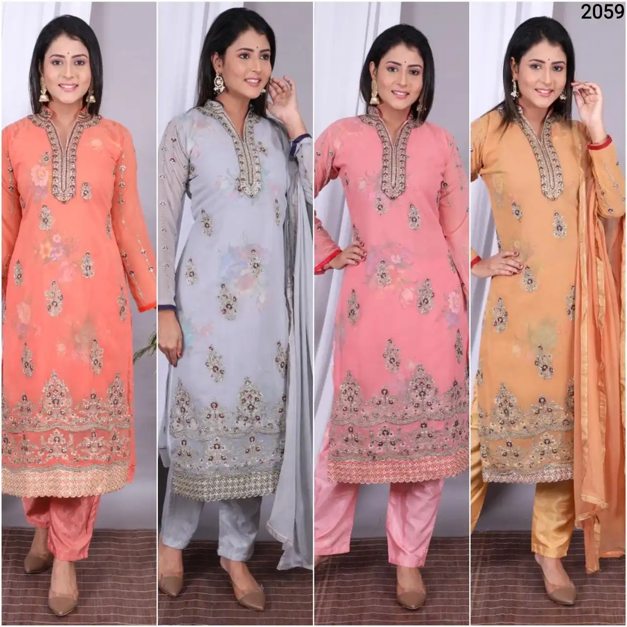  Готовый к носке костюм Salwar с тяжелой вышивкой и duppata для свадьбы особых случаев