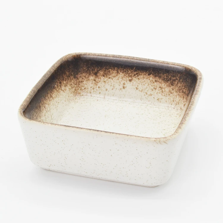 
Wholesale Fashion Cheap 3.5 inch Antique Square Shape Small Black Ceramic Porcelain Food Bowl 
