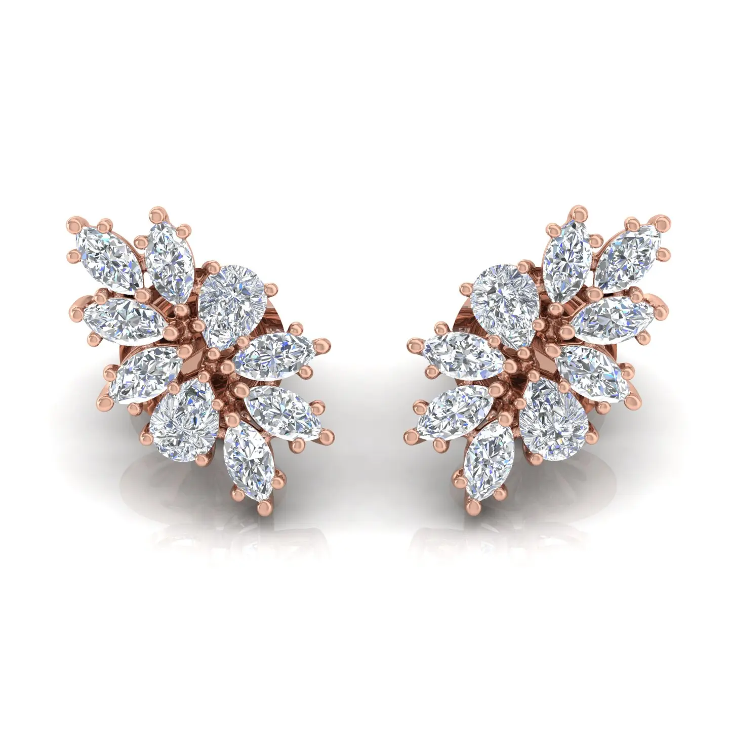  Алмазный конструктор серьги-гвоздики из золота 18 карат оптом изготовление ювелирных изделий