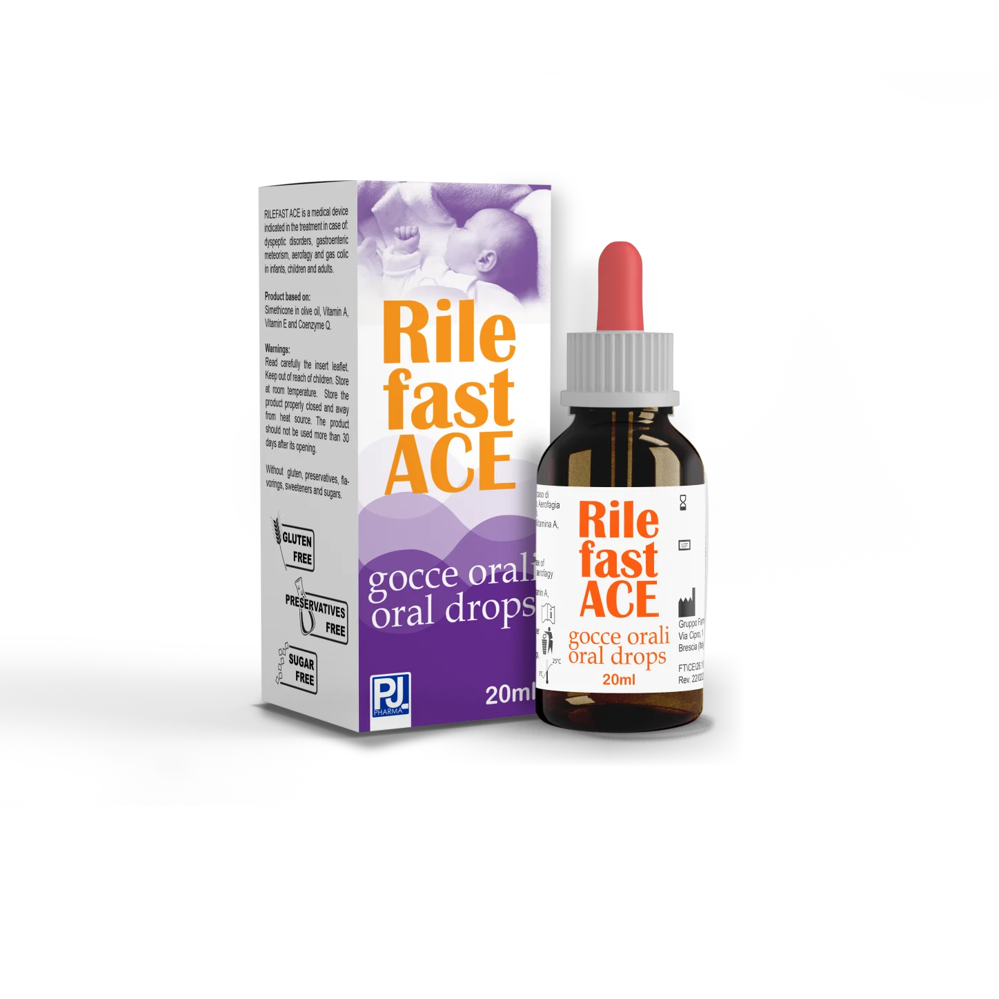 gruppo farmaimpresa (jpharma) hot selling Italian Top Quality Oral Drops with simethicone for meteorism in Children RILEFAST