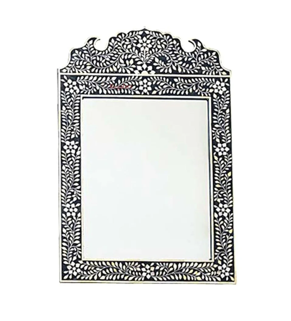 Designer Wall Decorative Bone Inlay Mirror Frame Supplier from India Decorative Wall Mirror Diamond Mirror Green Silver White