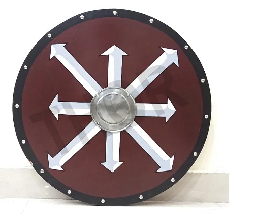 White Red Armor Shield  Captain Round Shield Leather Grip Wall Decor Shield
