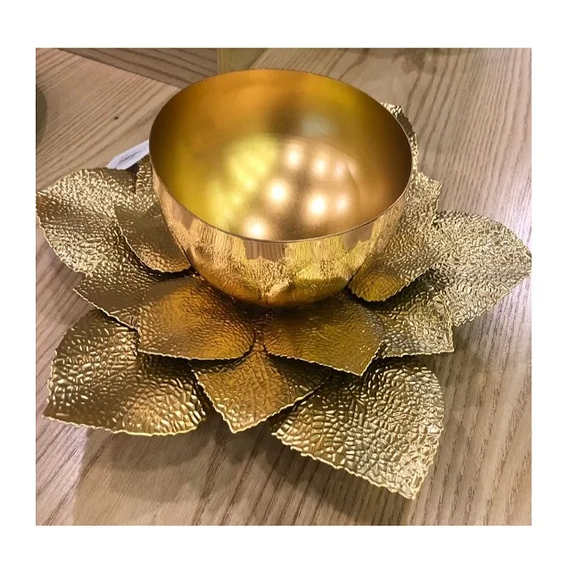 Lotus Design Brass Decorative Bowl Good Quality Gold Polished Serving Bowl For Manufacturer and Supplier In India