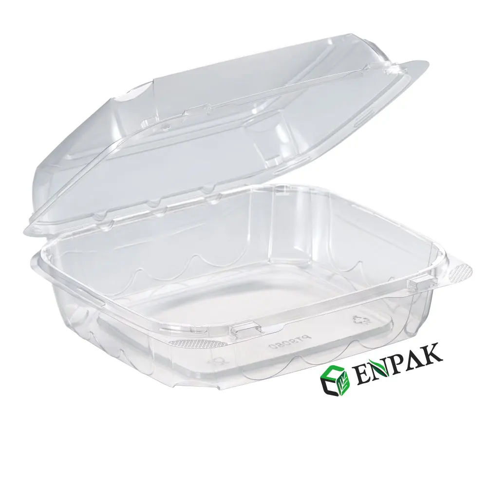 PET clear square plastic salad clamshell food box
