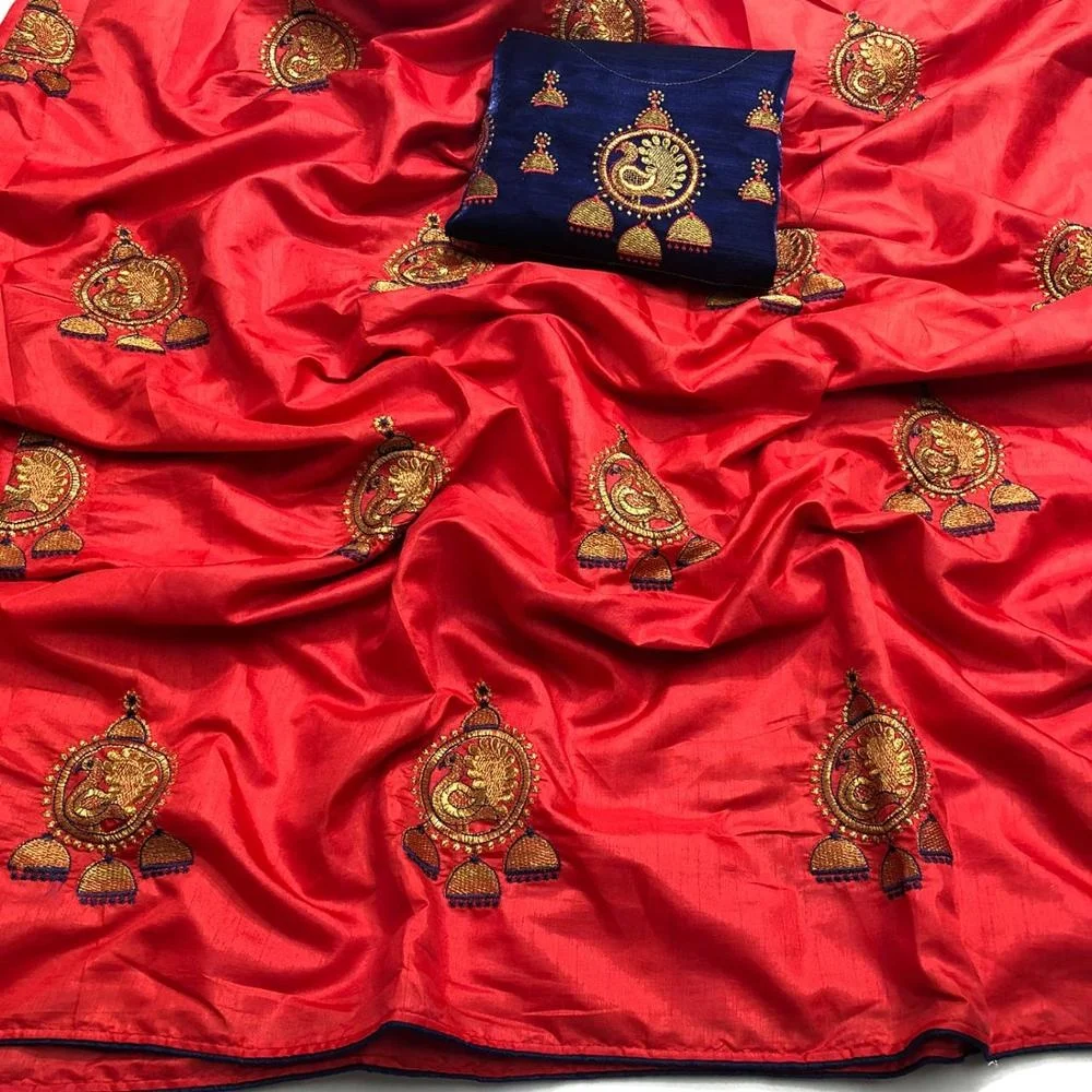 Beautiful Sana silk saree with embroidered work