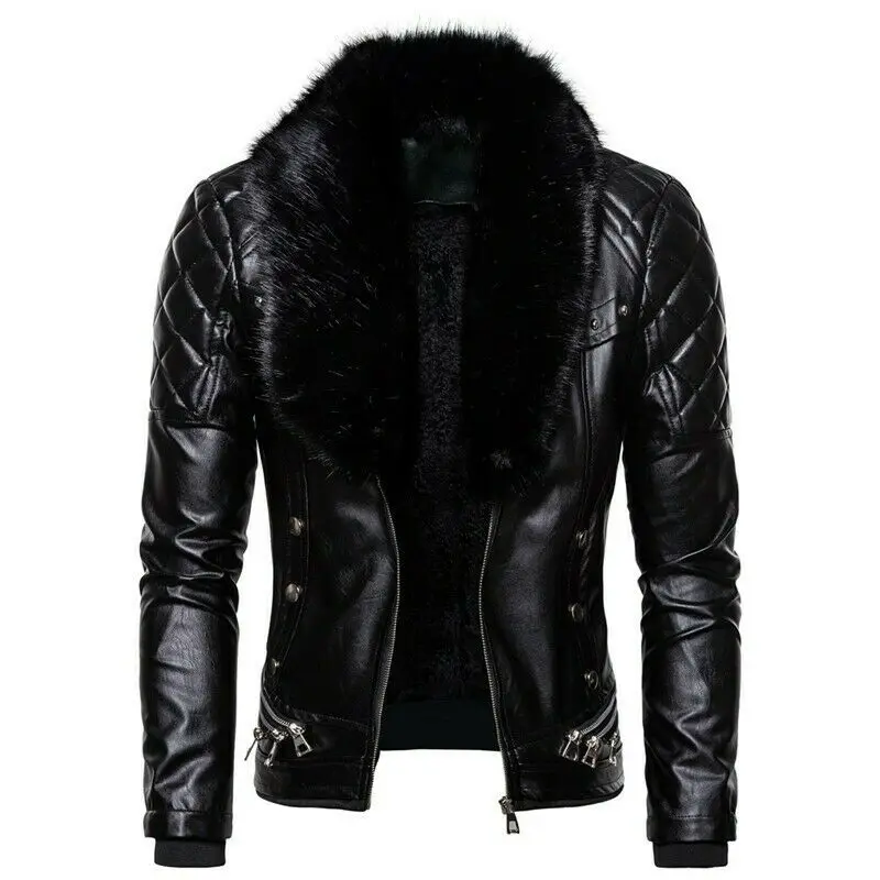 
Wholesale outdoor streetwear Custom Winter Fashion Casual Black Mens bake motorcycle Leather Jacke 