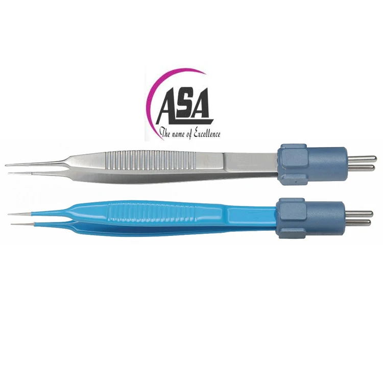 Bipolar Electrosurgical Forceps Non Stick Bipolar Bayonet 220mm 1.5mm Tip Forceps