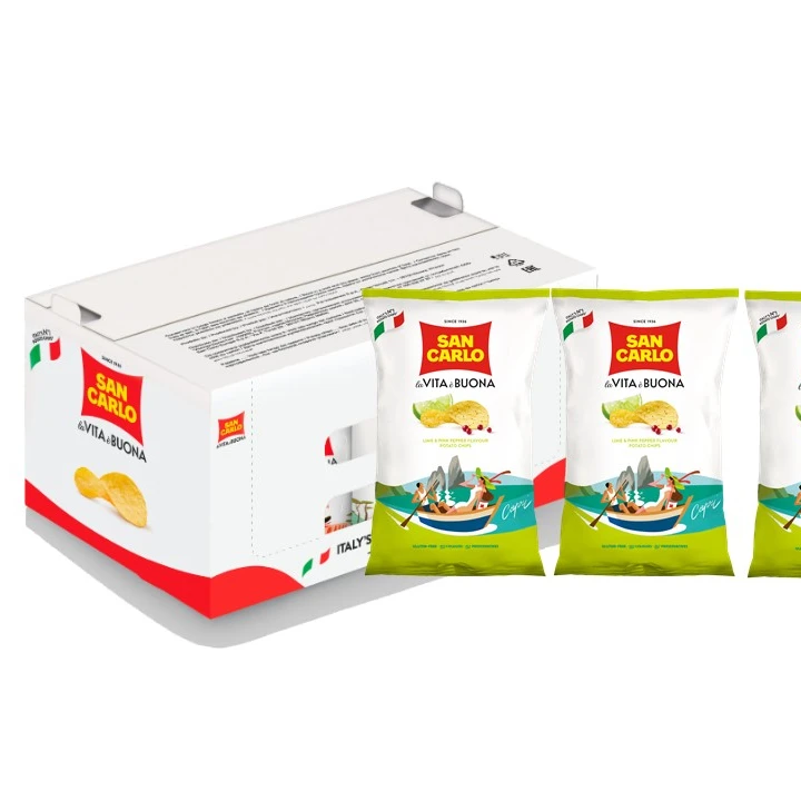 San Carlo zesty potato chips lime&pink pepper flavor gr 50 Italian quality