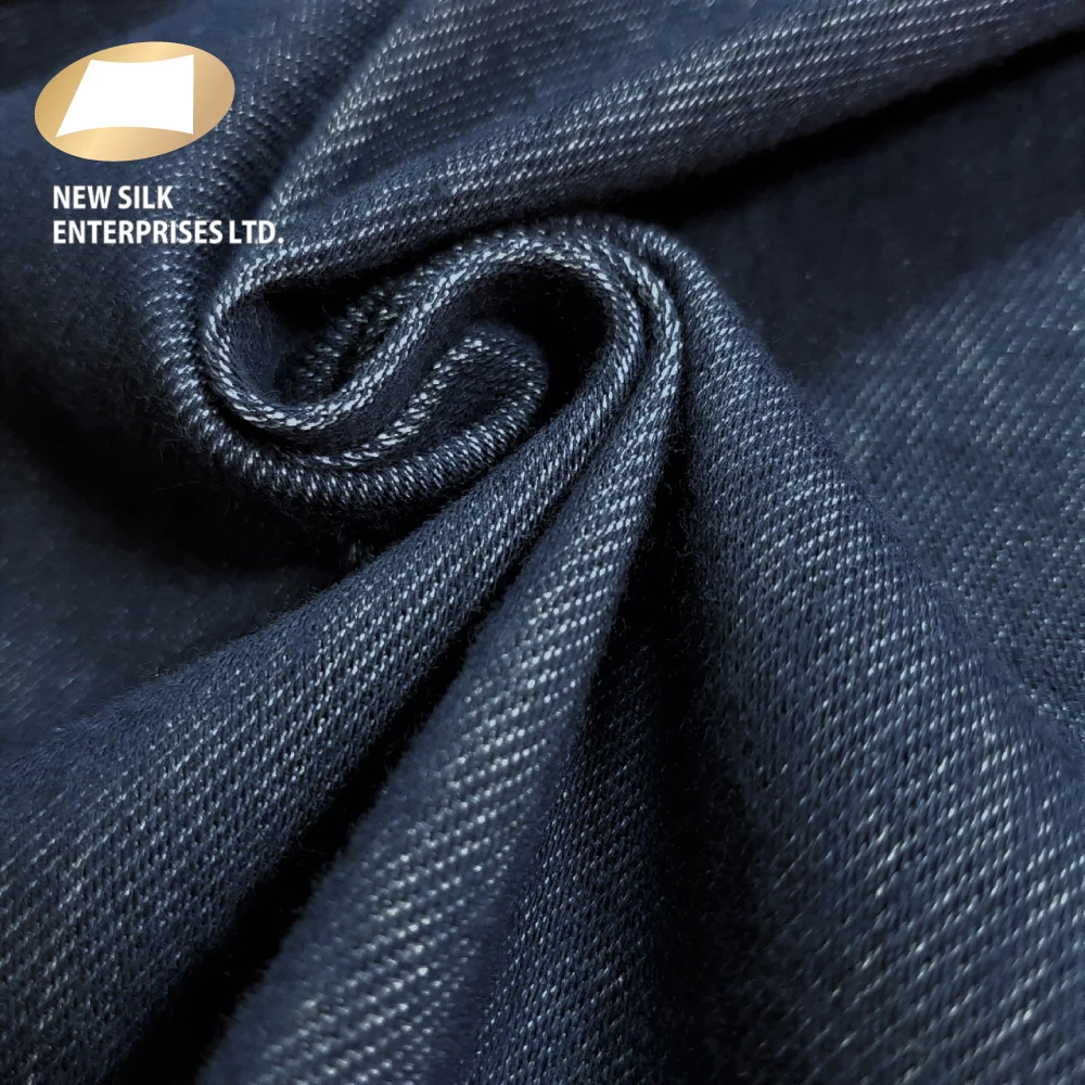 Anti bacterial cotton green defence polyester twill faux denim fabric for jeans