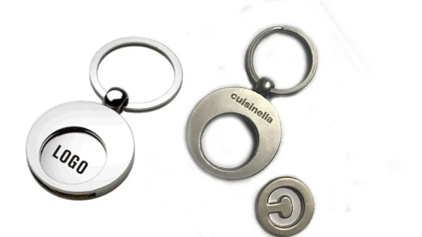 factory directly produces promotional shopping cart chip trolley coin innovative  keychain with logo