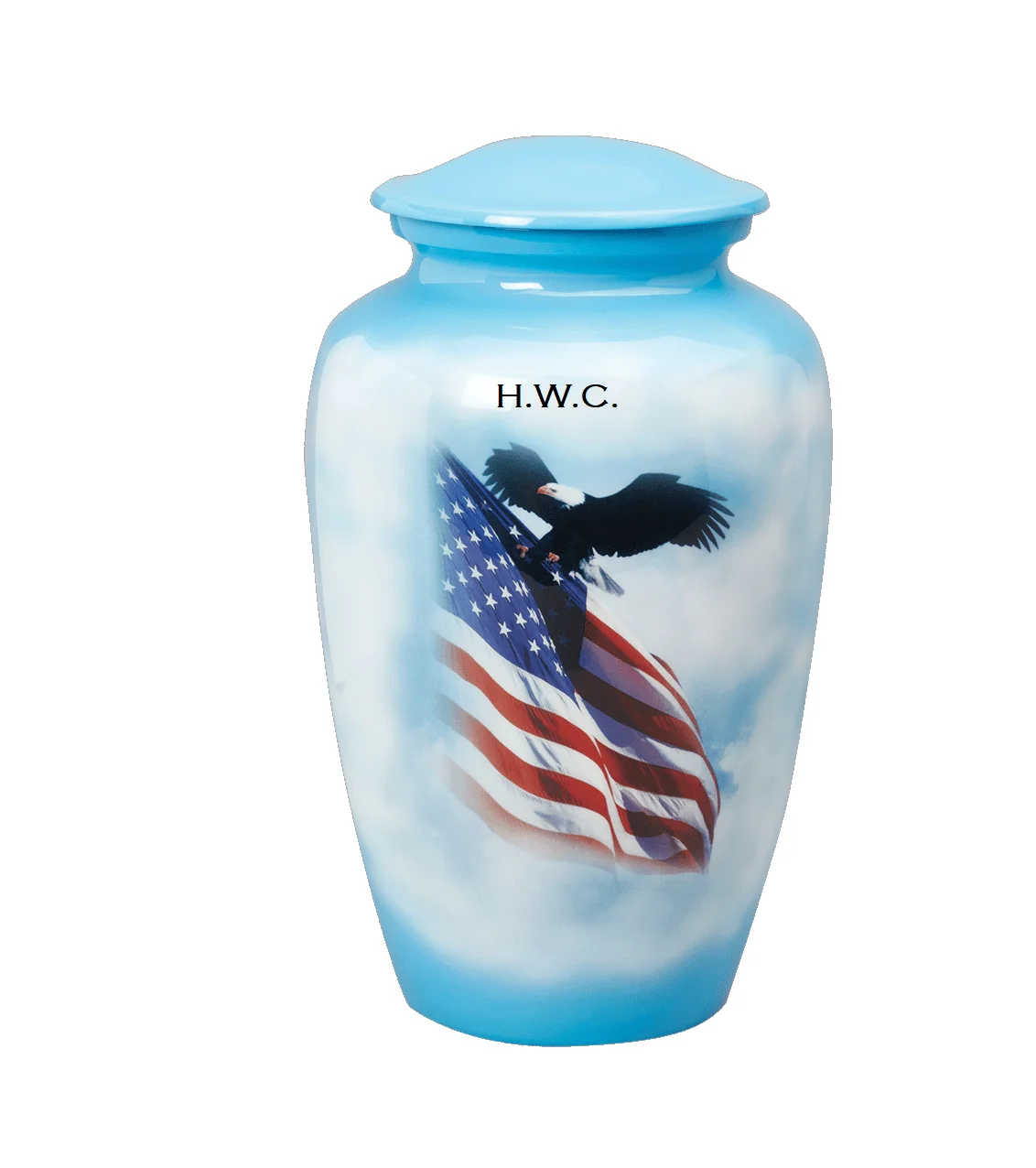 USA Flag and Falcon Themed American Style High Glossy Adult Ashes Funeral Memorial Cremation Urn For Human Ashes Wholesaler.