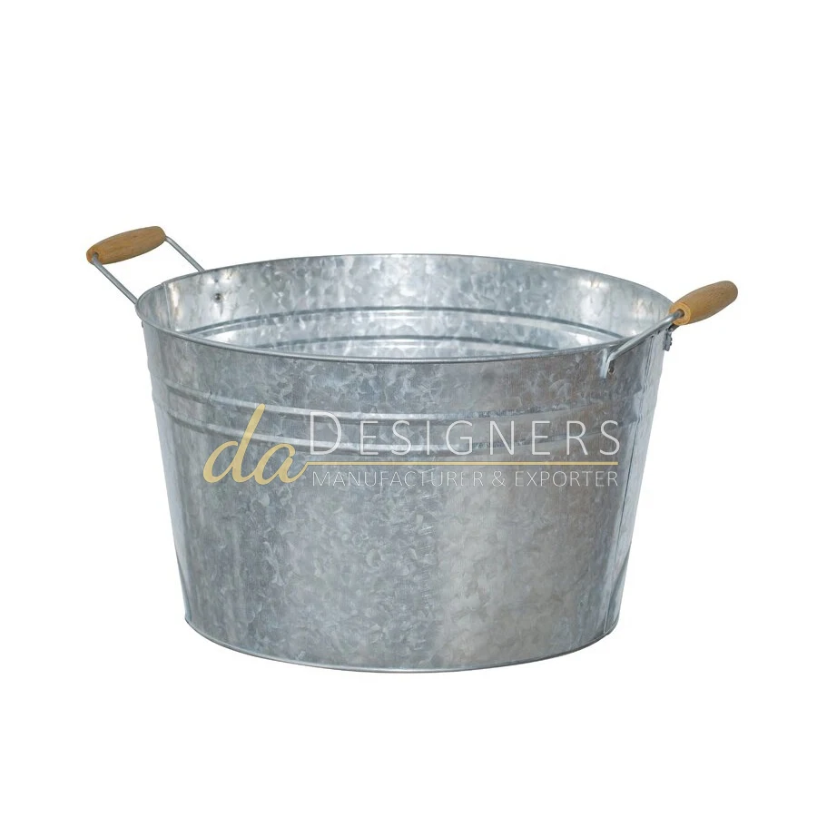 Новейший дизайн поставка ковша из оцинкованной стали с ручкой Натуральная отделка высокое качество металл круглая форма ковш от дизайнера Da