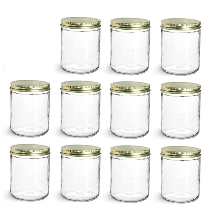 8oz 250ml clear blend glass wax candle jar with metal lid custom logo color