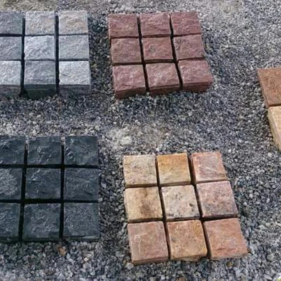 Natural Cobble Stone granite Cobble stone Paver parking stones granite pavers flamed surface