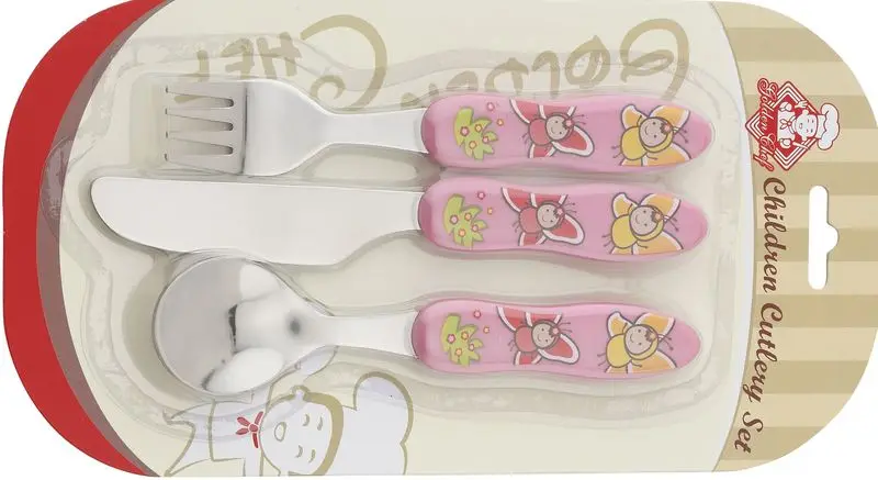 Yangjiang Factory LFGB Approved Disney audit 4C Heat Transfer PS ABS Handle baby cutlery set