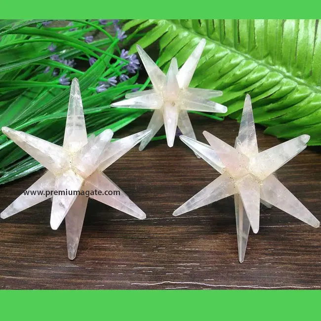 
 Оптовая продажа драгоценных камней розового кварца 12 заостренных винтов с большой Меркаба звезды для продажи он-лайн индия  