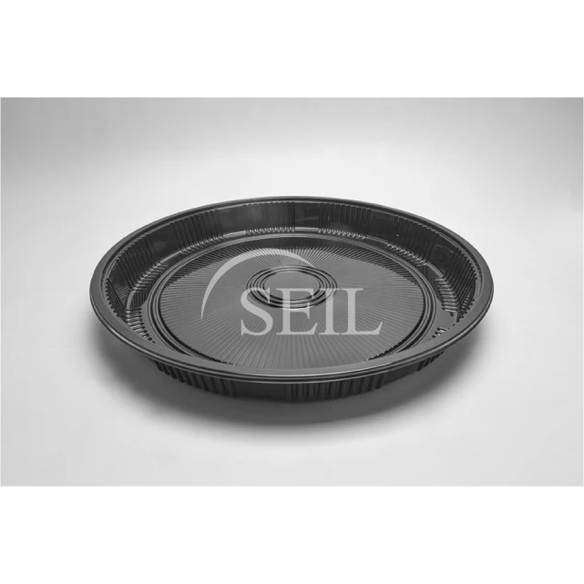 SL-PT800 Sushi Party Tray Take Away Plastic Container Disposable Round Sushi Serving Plates 5280ml