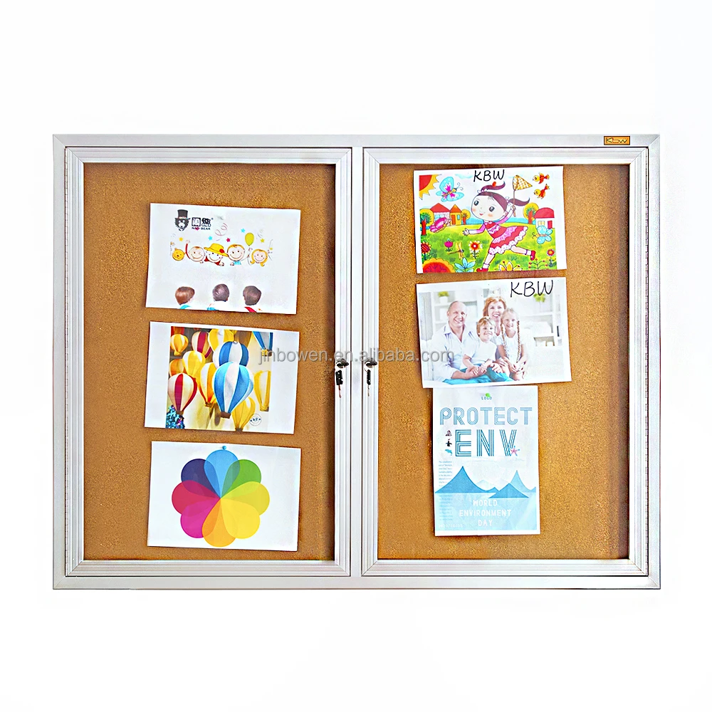 Закрытые доски для объявлений KBW, 48x36 дюймов, двойная дверь с замками для безопасности, прочная и легкая установка, для школы и офиса