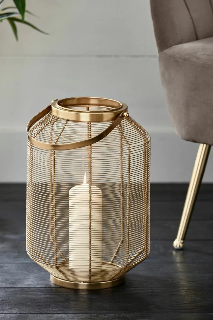 Lanterns Hanging Table Centerpiece With Handle  Finishing Shiny Gold and Rose gold Plating With  Glass  Handicraft From India