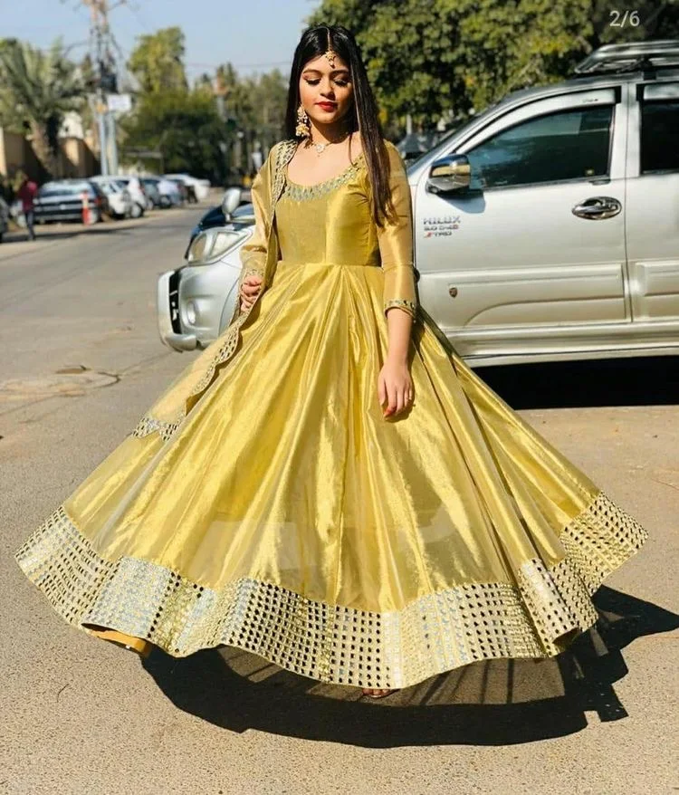 Mirror work FLOOR LENGTH Pure Fabric ANARKALI DUPATTA SUIT / EVENING GOWN Embroidery Wedding Season ATTIRE Party WEAR WHOLESALE