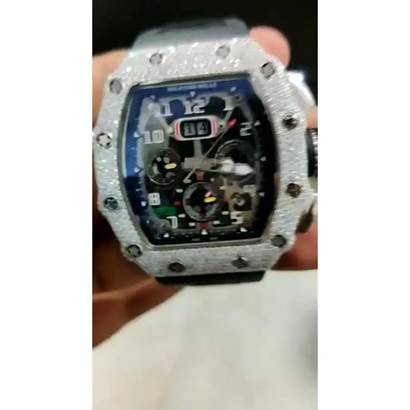 Часы мужские с бриллиантами последней коллекции, водонепроницаемые, в стиле хип-хоп, с натуральными бриллиантами, черного цвета, подарок для мужчин