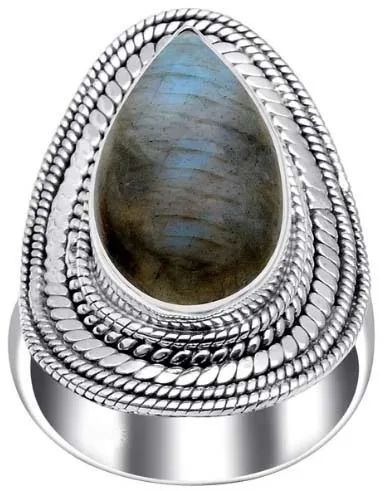 Beautiful Natural Blue Labradorite Gemstone Eternity Vermeil Ring Handmade Indian Sterling Silver Jewelry Supplier & Exporter