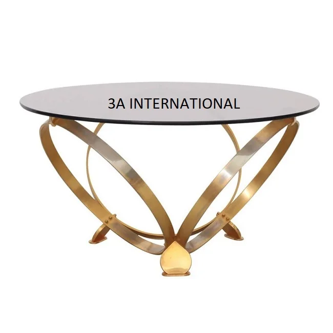  Лидер продаж привлекательный Золотой кофейный столик современный круглый стеклянный центральный стол мебель для украшения дома