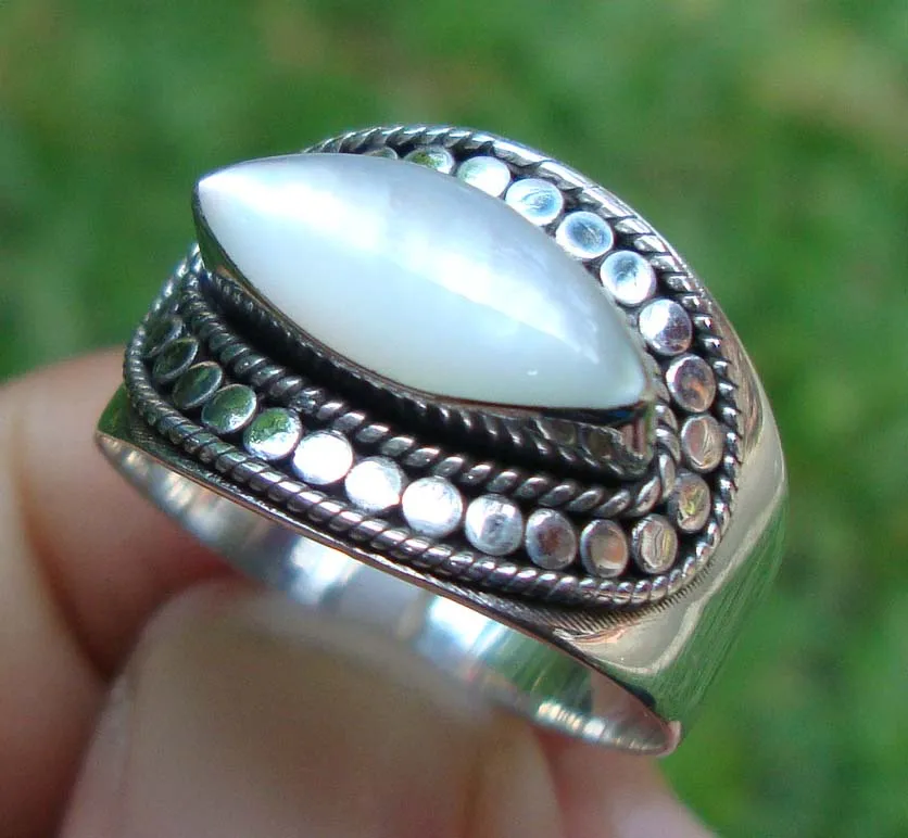 Бали Стерлинговое Серебро 925 пробы перламутровая груша в форме кольца