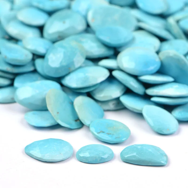 
Natural Free Size Arizona Turquoise Polki Faceted Loose Gemstone Turquoise Rose Cuts Stone 