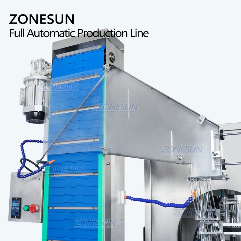 ZONESUN Automatic Plastic F-style Gallon Jugs Oil Bottle Chemicals Liquid Servo Filling Capping Machines Line With Cap Feeder