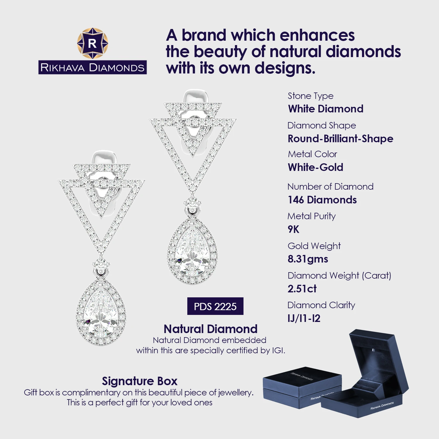 14 K White Gold Metal Purity Round Brilliant Shape Natural Diamond Solitaire Earring Buy  Women Earring At Best Price