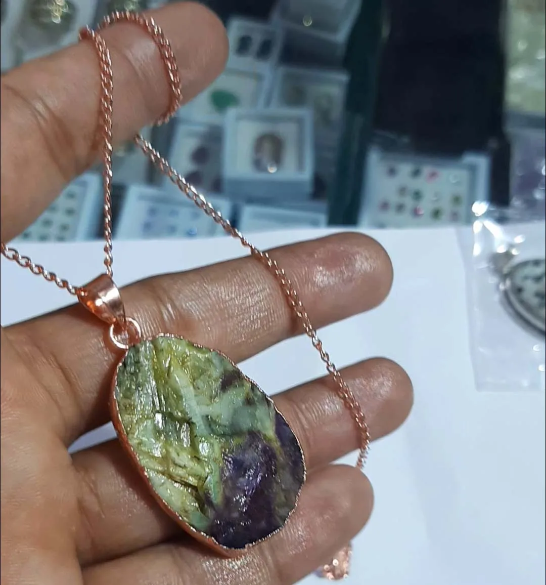 Aqua chalcedony gold vermeil pencil pendant