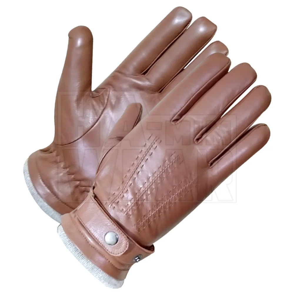 High Quality Winter Season Black Touch Screen Leather Gloves For Men Cowhide Leather Glove