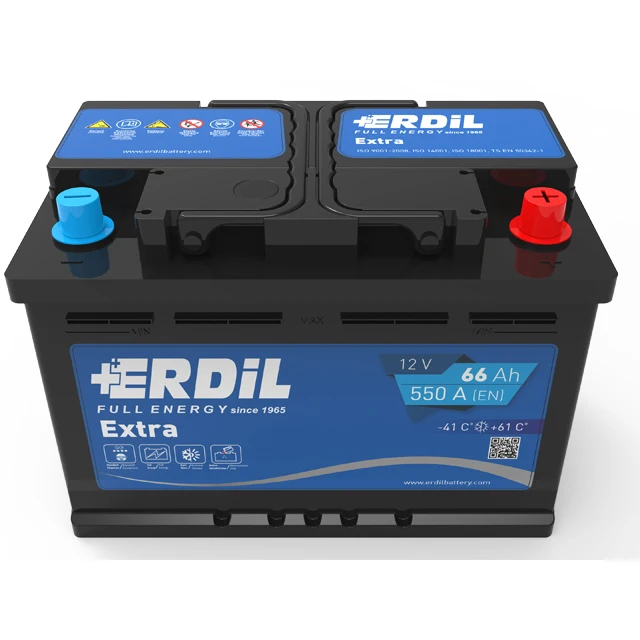 12 V 66 Ah DIN type car battery for export market by Erdil Aku Turkey