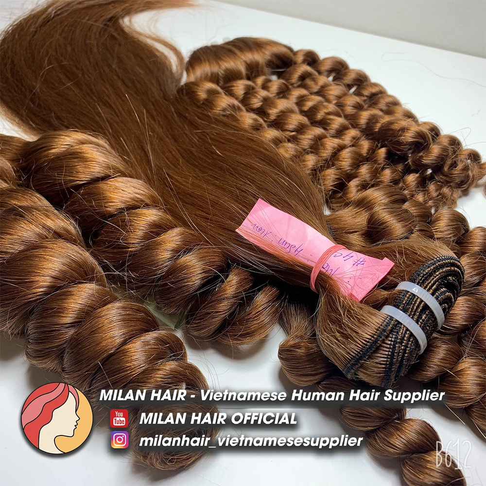 Chestnut Brown Color Vietnam Factory Wholesale High-Quality Curly Hair From 100% Natural Human Hair Weaving