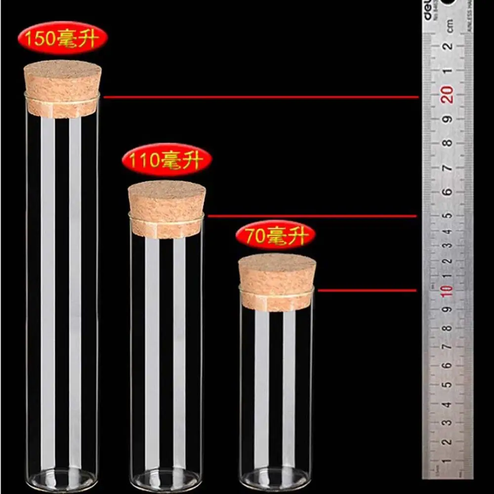 diameter 37mm 70ml 110ml 150ml big size glass cork bottle test tube with cork packing gift candy flowers pill decoration