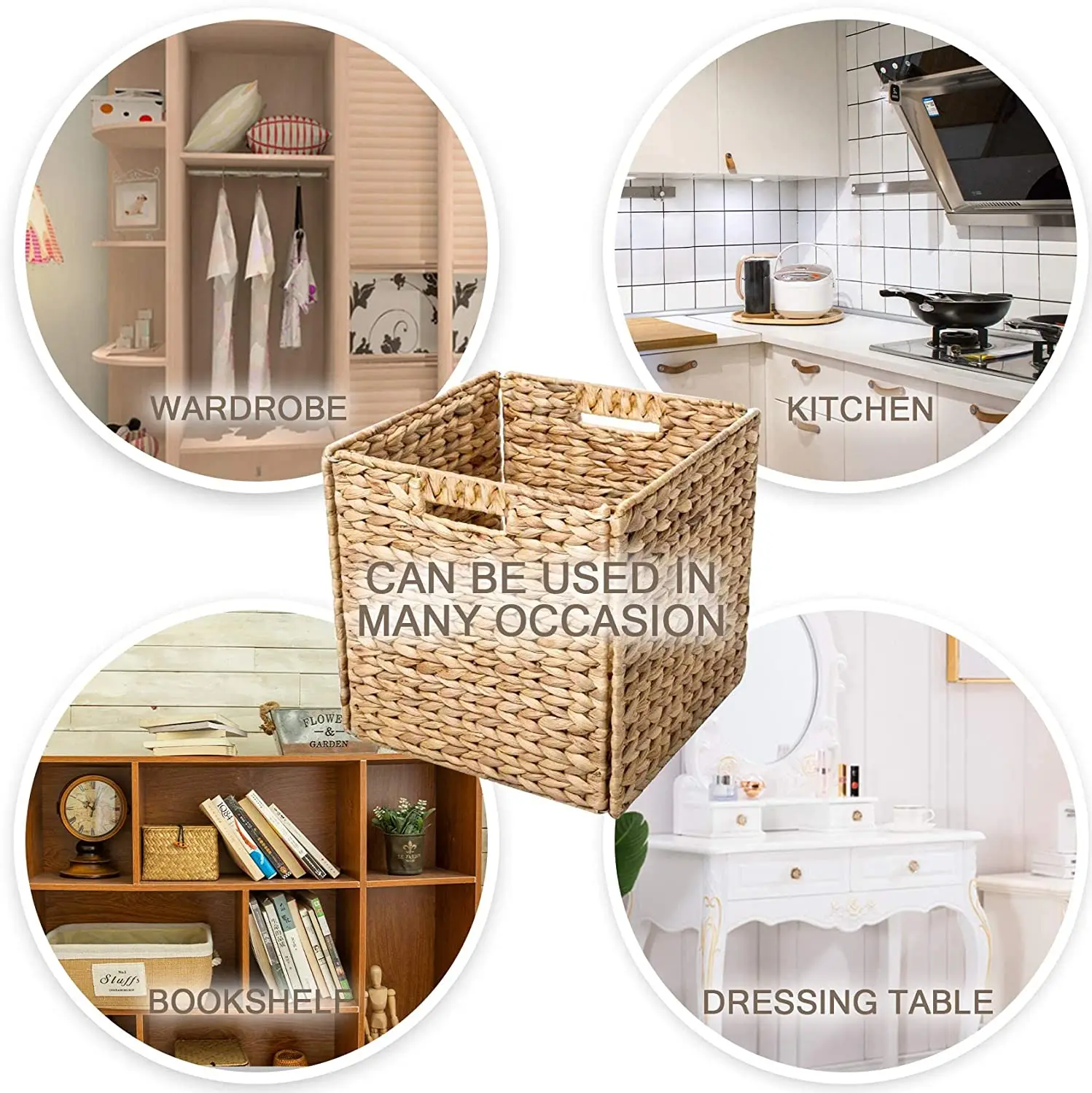 set 4 Natural open natural woven sea sedge clothes storage foldable laundry basket also woven basket for home decoration