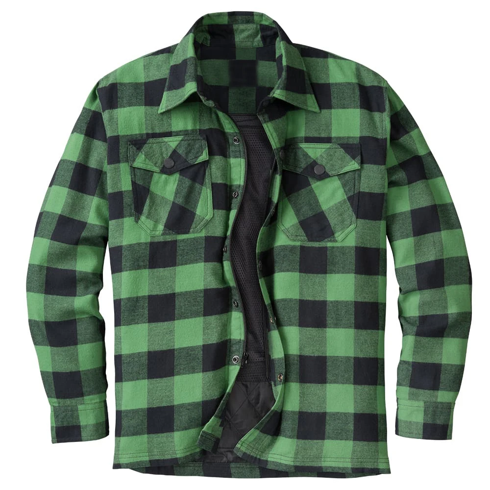 Best quality cotton yarn dyed flannel shirts with Kevlar lining, Biker flannel shirt for men, Prime Protection