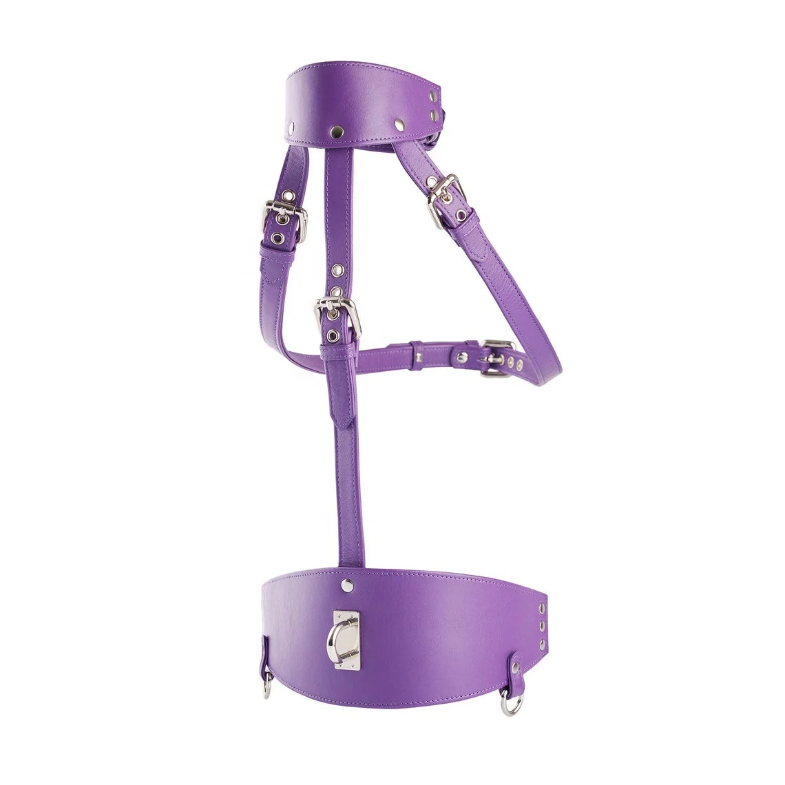 Purple Breast Harness Set, BDSM, Submissive, Fetish Outfit, Garters Leather Belt, Handcuffs TFY-0021