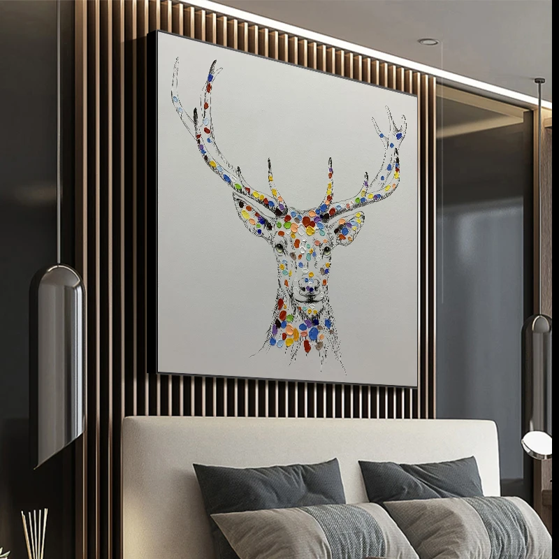  Poster Wall Picture Modern Painting Animal White Deer Canvas Artist Home