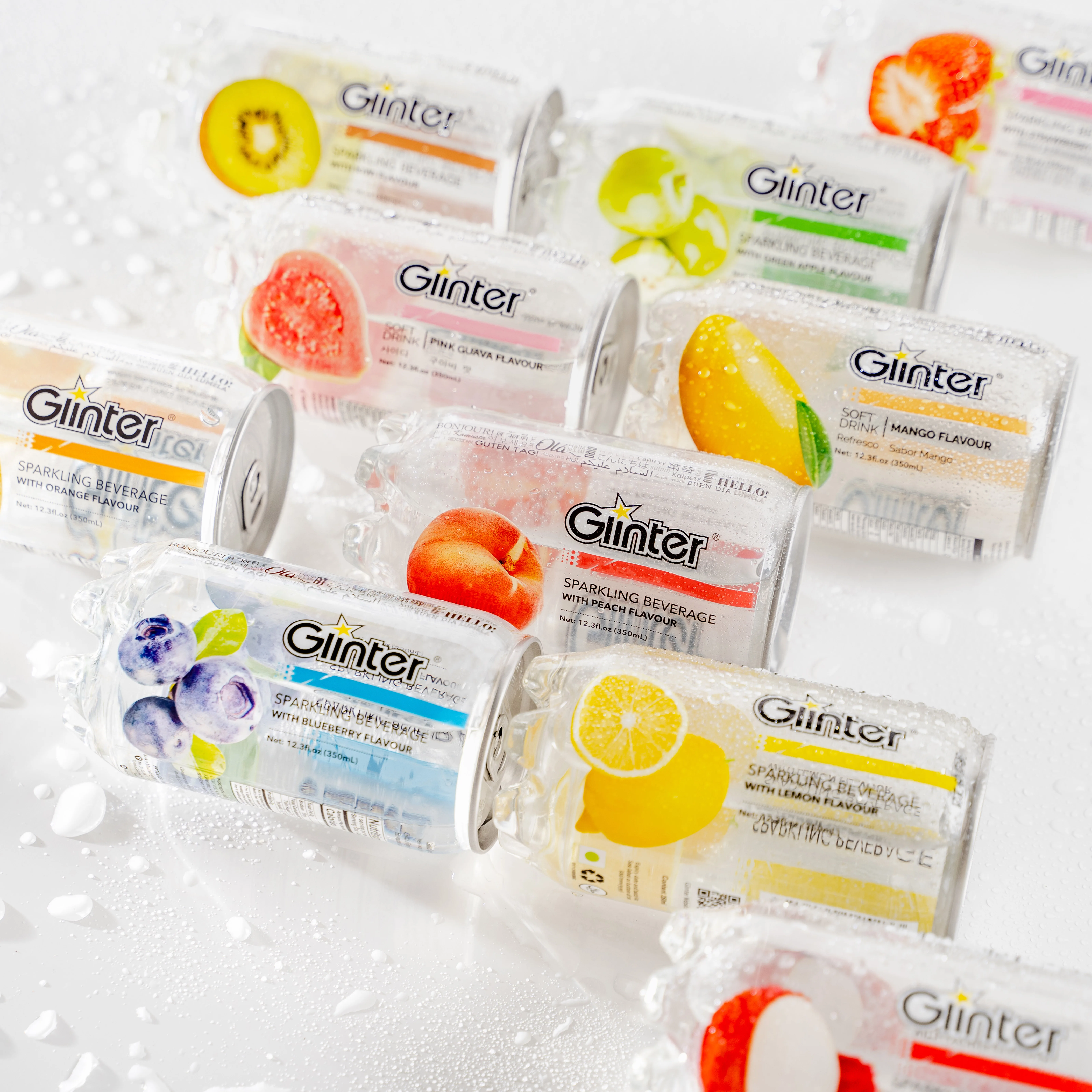 Kiwi Flavor Soda Sparkling Beverage Halal Certification with Low Sugar Transparent Plastic Tin Packaging Top Selling Beverages