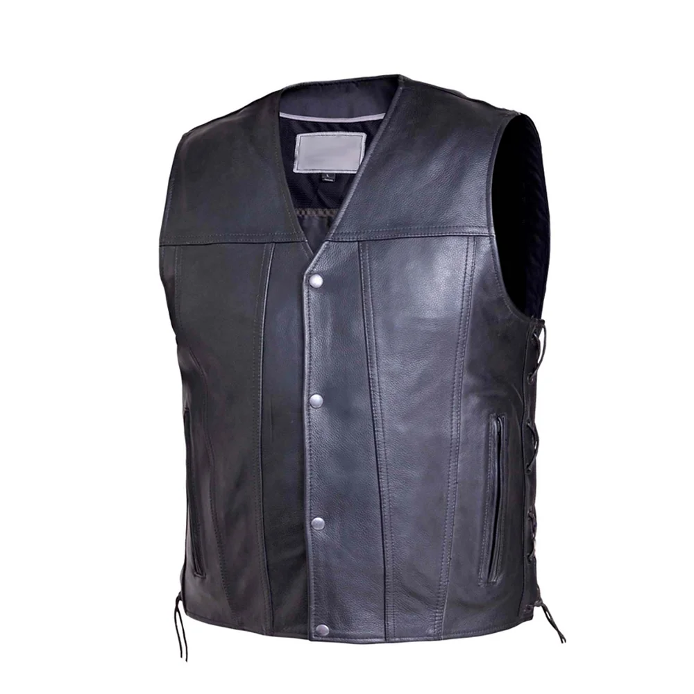 Latest Design Biker Leather Vest Motorcycle Textile Trucker Vest Pakistan Genuine Leather Outer Wear Breathable Leather Jackets