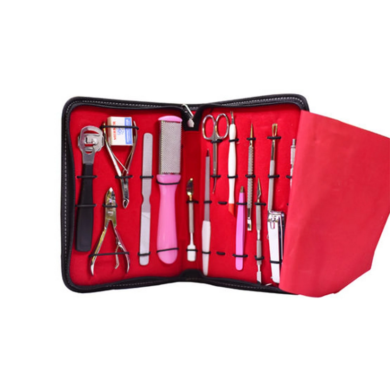 
 Женский набор для педикюра и маникюра из 11 предметов с чехлом на молнии из искусственной кожи  