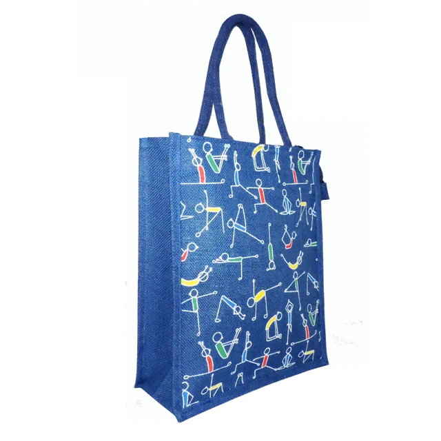 Jute fashion tote shopping bags novation bag gift bags with nice printing manufactured in India West Bengal cheap price