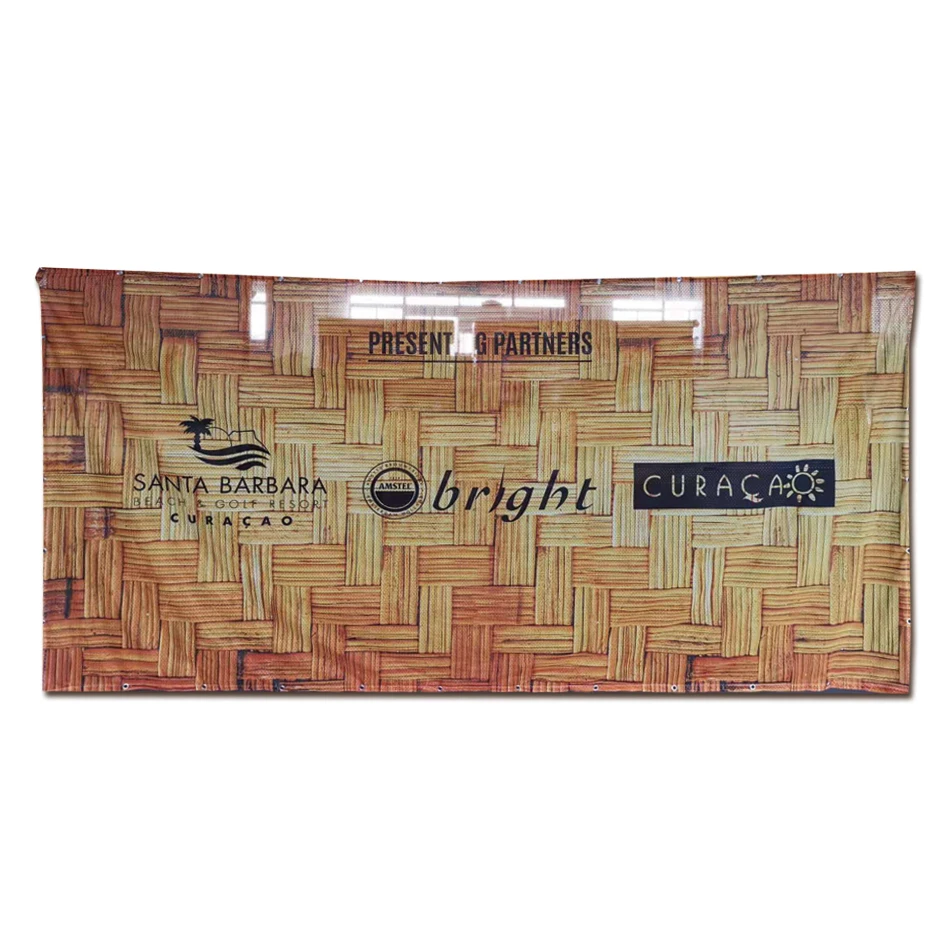 Outdoor hanging polyester banner for fence