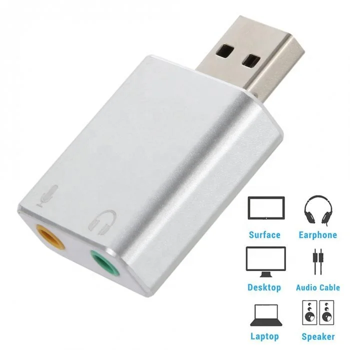 3.5mm Usb Virtual 7.1 Channel Audio Splitter Sound card Adapter External Stereo Usb Sound Card