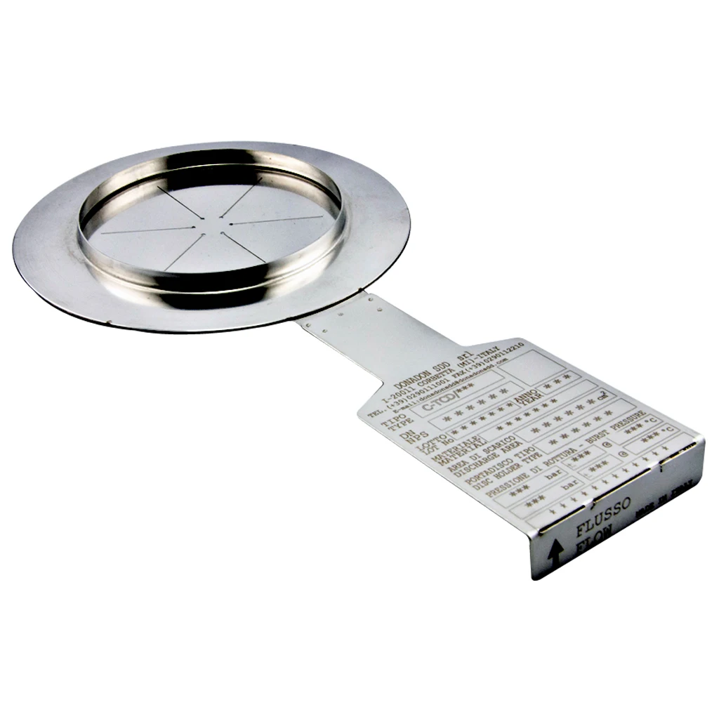 TCD TYPE - LASER SCORING COMPOSITE BURSTING RUPTURE DISC for Truck and Tank Transport (Overpressure protection). Made in Italy