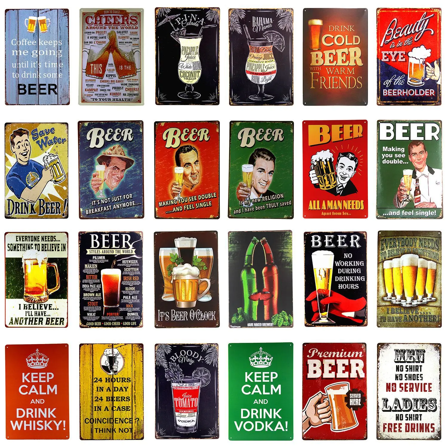 New Fashion Beer Bar Pub Art Wall Decor Plate Wine Bottle Signs Vintage Drink Beer Metallic Tin Signs
