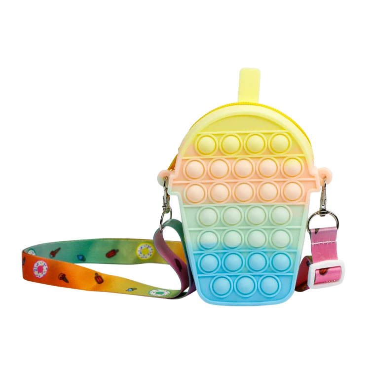 amazon hot sale pop push crossbody bag, fidget toy stress relief purse wallet bag, pop it stationery bag organizer for school