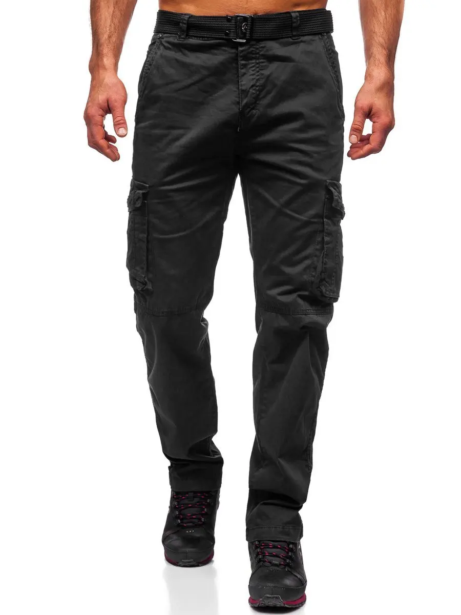 Брюки-карго для мужчин джоггеры темно-зеленые брюки-карго с карманом на молнии сбоку из 100% хлопчатобумажной ткани